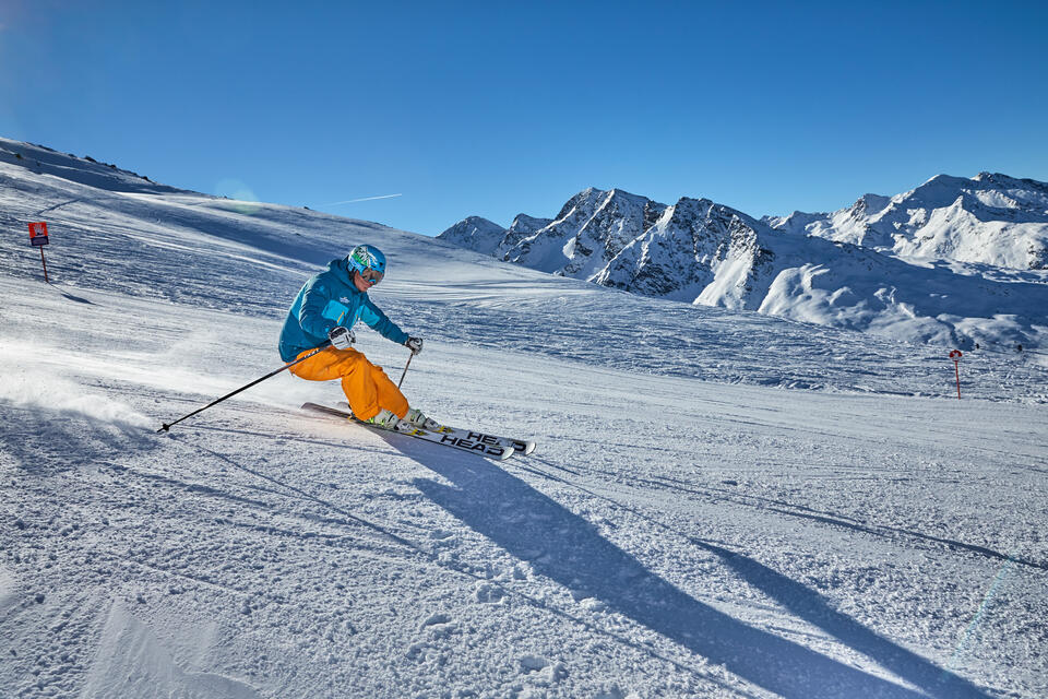 skiing on a winter holiday in the Paznaun Valley
