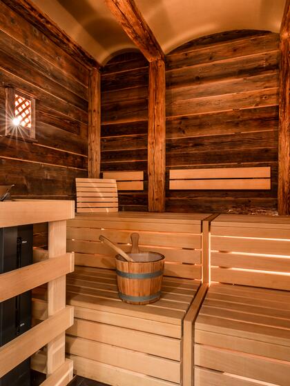 sauna at the Paznaun Valley wellness hotel